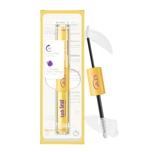 GAQQI Lash Bond and Seal Waterproof Lash Cluster Glue Strong Hold for 72H+ White Eyelash Glue for DIY Eyelash Extensions Long-Lasting & Gentle Formula 10ml