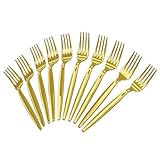 Blue Orchards Gold Plastic Forks (24 Pack) – Heavy Duty Gold Utensils, Durable Disposable Colored Cutleries and Plastic Utensils for Parties, Birthdays, Weddings, Anniversaries, and Special Events
