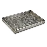 Good Directions Small Boot Tray, Double Circles Multi-Purpose All Weather Decorative Boot Shoes, Plants, Garage, Patio Door, Pet Bowls, 20 inch Entry Indoor Shoe Tray for Apartment, Dark Zinc Gray