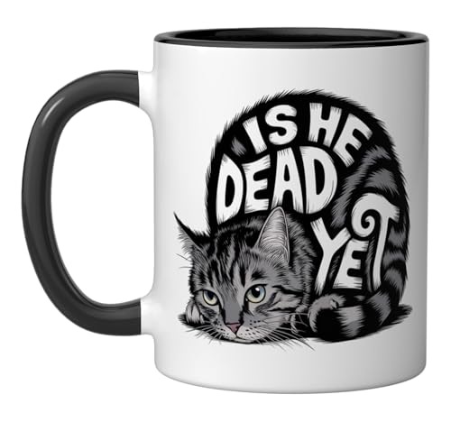 Taza cerámica con diseño vintage de gato humor oscuro 11 oz