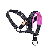 Dog Head Collar, Fabric Padded Head Collar for Dogs to Prevent Pulling, Adjustable Dog Head Harness (M,Pink)