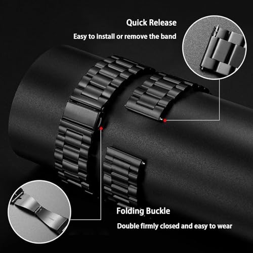 Image of Quick Release Stainless Steel Watch Band Matte Brushed Metal Watchband 14mm 16mm 18mm 20mm 22mm 24mm Universal Solid Stainless Steel Metal Smartwatch Bracelet Replacement Band for Men Women