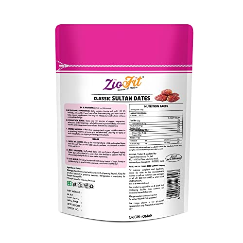 Ziofit Classic Sultan Dates, Dry Fruit for Weight Management, Soft Chewy Texture & Sweet Caramel Taste, 250 g - Image 2 thumbnail