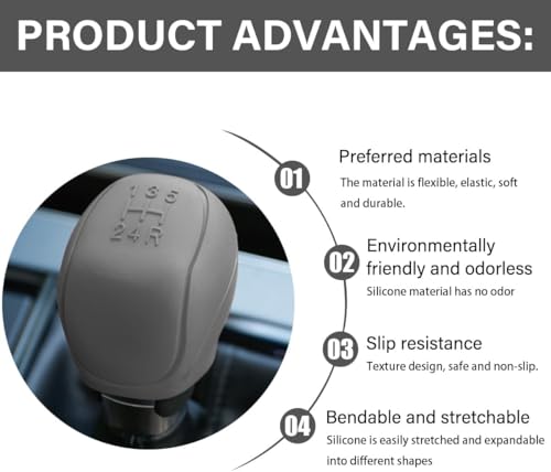 Image of AutoBizarre Car Interior Decoration Anti-Slip Scratch-Resistant 5 Speed Gear Shift Knob Rubber Silicone Cover for All Cars, Vans & Trucks (Grey)