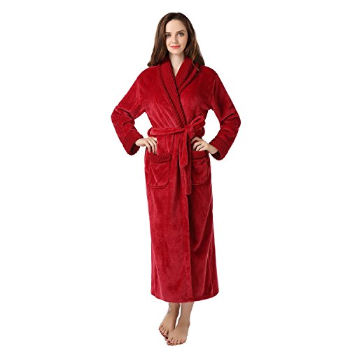 Richie House Women's Plush Soft Warm Fleece Bathrobe Rh1591-C-L #TOP3