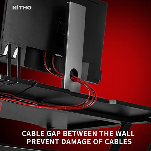 Nitho Warzone Gaming Desk, Table with Game Controller Headset Device Holder Cable Management Steel Frame, Black 14 413nqNWPAsL