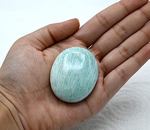 Image of Amazing Gemstone Amazonite Crystals and Healing Stones - Large Palm Stone Crystals Piedra - Crystal for Good Luck, Balanced Positive Energy, Meditation - Unique Stocking Stuffers, Gifts for Women, Men