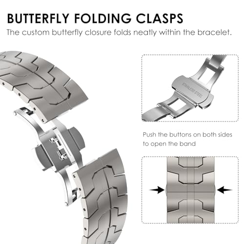 Image of CHANCHY Titanium Band Compatible with Apple Watch Ultra 3 /2 /1 Band 49mm 46mm 45mm 44mm 42mm, Luxury Band Titanium Silicone Dual-Layer Link for Men iWatch Series 11 10 9 8 7 6 5 4 SE