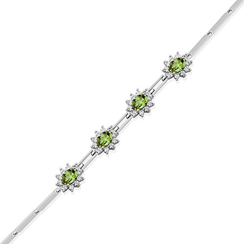Gem Stone King 3-5 Cttw Gemstone Birthstone 4-Stone Tennis Bracelet For Women | 925 Sterling Silver | Oval 6X4MM | 7 Inch with 1 Inch Extender | Fine Jewelry Gifts for Her Mom Women Wife3