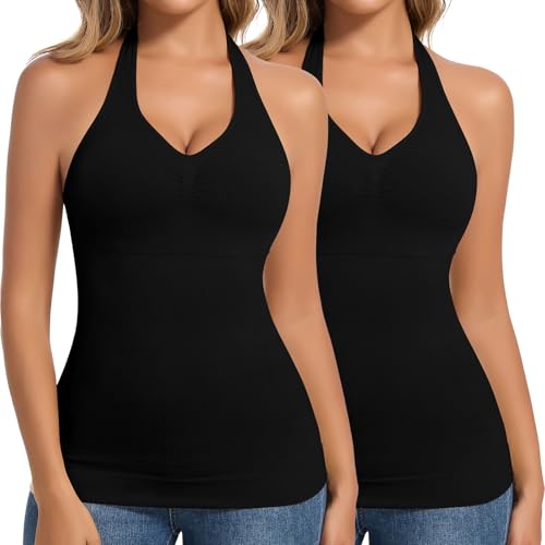 Image of JOYSHAPER Shapewear Camisole with Built in Bra Compression Halter Tops for Women Tummy Control Shapewear Tank Top Padded Bras