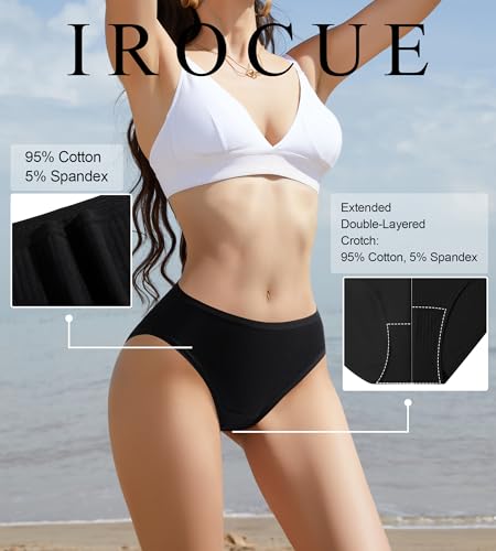 9 Pack Womens Underwear Cotton High Leg Brief Underwear for Women Pack High... - Image 3