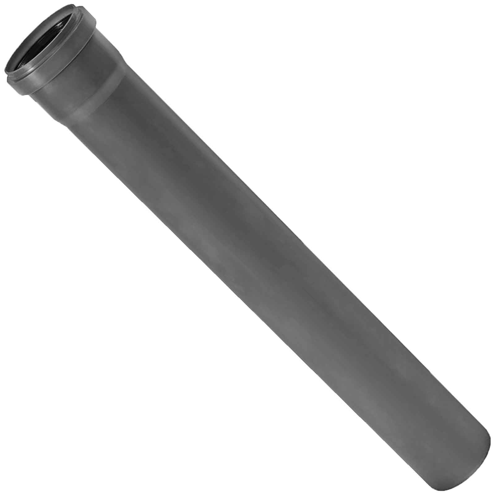 MegaHaustechnik HT Rohr DN160 Länge 1m lang x Außendurchmesser 160mm mit Muffe und Gummi-Dichtung, Steck-Ende außen Ø 160mm, Kanalrohr Abwasser Abfluss Leitung Lüftung Kunststoff grau