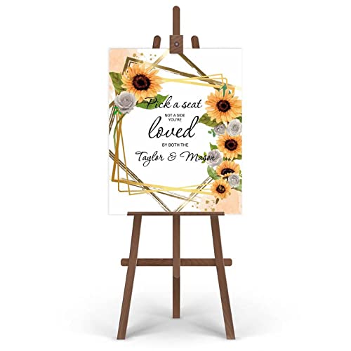 Letrero de boda personalizado con girasoles románticos para el gran día 4