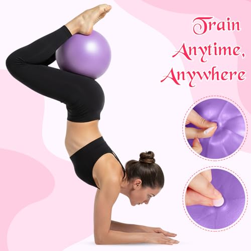Image of 4 Pcs Small Exercise Pilates Ball Bulk 9 Inch Mini Yoga Balls Anti Burst and Slip for Stability, Fitness, Physical Therapy, Stretching & Core Workout at Home Gym Office Class