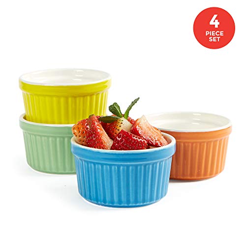 Uno Casa 5 oz Ceramic Ramekins Set - for Souffle, Creme Brulee