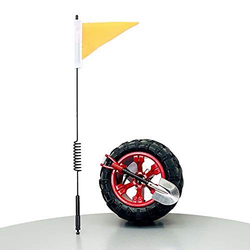 Image of CB Miniature Spare Tire Flag Shovel Creative Off-Road Mini Rigs Build For Car Automotive Styling, Body Shop Decoration, Red Wheel-Safety Flag