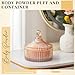 Tioncy 2 Pcs Extra Large Dusting Powder Puff and Container for Women-6'' Glass Crystal Dusting Powder Container with Body Soft Washable Reusable Velour Face(Amber,Classic)