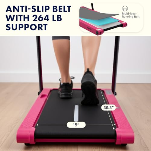 Image of Squatz 2‑in‑1 Walking Pad Treadmill with Handlebar & Vibration Plates - Compact Walking Pad with LED Display, Device Holder, Quiet 1.0HP Motor & Remote for Home or Office Fitness