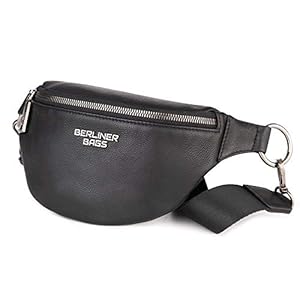 Berliner Bags Premium Riñonera de Cuero Mona M Fanny Pack Moderno Bolsillo para Hombre Mujer (Negro)