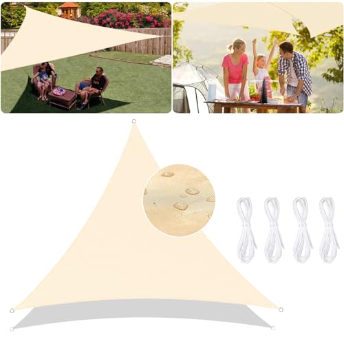 BNWRRCVKE Tenda da sole, 3 x 3 x 3 m, vele parasole impermeabili, tela a vela triangolare con corde di tensione, per giardino e balcone - Giallo chiaro
