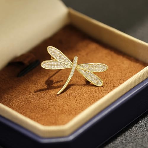 Image of Dragonfly Brooches for Women Crystal Rhinestone Lapel Pin for Men Vintage Insect Jewelry Dress Blazer Jacket Accessories Holiday Birthday Gifts