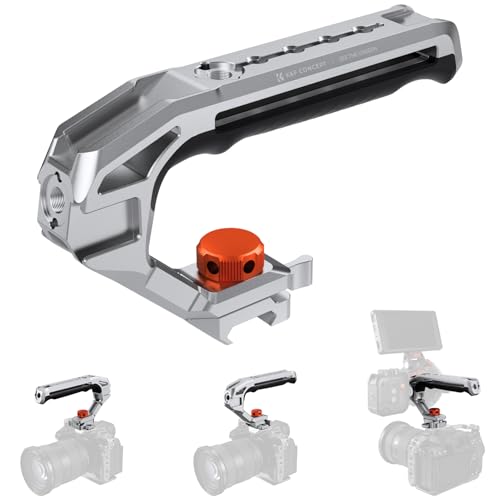 K&F CONCEPT Camera Top Handle with Dual Mount (3/8-16 Locating & NATO) Grip for Camera Cage with Replaceable Silicone Pad 4 Cold Shoes 4X 1/4-20 & 3X 3/8-16 Threads