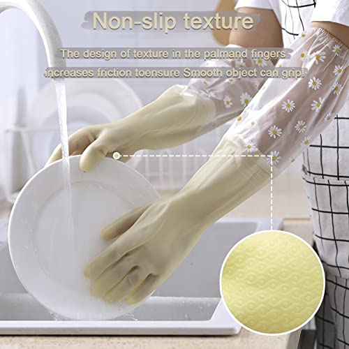 Kaq Dishwashing Cleaning Gloves 3 Pairs-Reusable Rubber Gloves Non-Slip Laundry Kitchen Gardening Household Gloves(Long Cuff) #TOP3