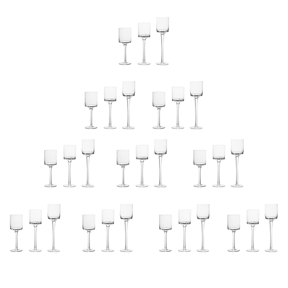 10 Sets 30 Pcs Candlestick Tealight Candle Holders Tall High Elegant Clear Glass Tealight Holder Suitable for Candles