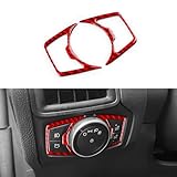 FXETRNL Real Carbon Fiber Headlight Switch Button Frame, Covers for Ford Focus RS/ST/SE/ECO Boost (2015-2018), Protect Decor Stickers Interior Car Accessories, Red