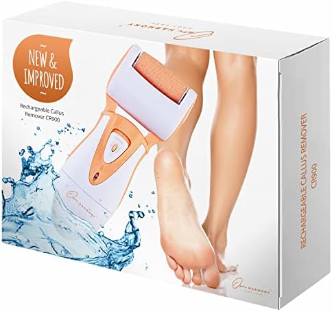 Own+Harmony Electric Callus Remover | Powerful Rechargeable Foot File Cr900 + 3 Rollers | Pedicure Tools, Professional Spa Electronic Micro Pedi Health Feet Care (Peach)