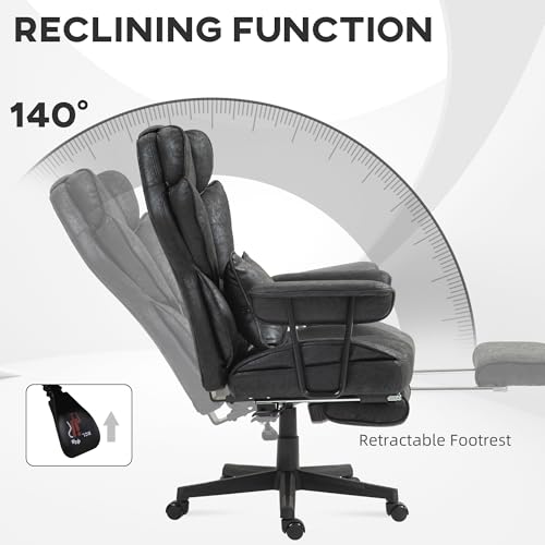 Image of HOMCOM Massage Executive Office Chair with 6 Vibration Points, 400LBS Heated Big and Tall Office Chair with Foot Rest and Lumbar Support, Microfiber Reclining Computer Desk Chair, Black