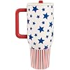 HydroJug Traveler - 40 oz Water Bottle with Handle & Flip Straw - Fits in Cup Holder, Leak Resistant Tumbler-Reusable Insulated Stainless Steel & Rubber Base - Gifts for Women & Men, Americana