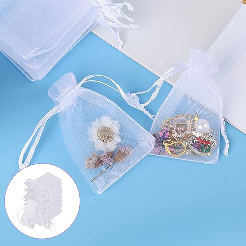 KALIONE Lot de 100 mini sachets en organza, petits sacs à cordon de serrage, petits sacs en filet, portables, pour fête de mariage, bonbons, biscuits, bijoux, cadeau – vue 2