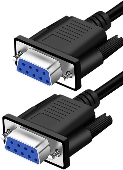 DB9 Direct Connection Data Cable RS232 Serial Port Connectors 30AWG Pure Copper Nickel Plated 9Pin COM Extension Cord(Balck FF,15M)