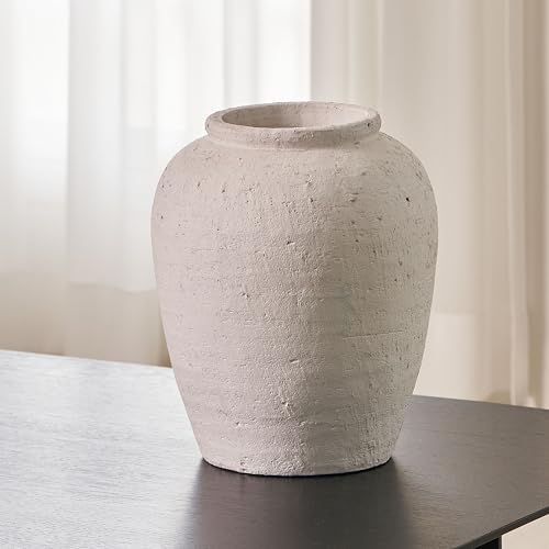LB2 Large White Ceramic Vase, 11.8" Tall Zen Style Rustic vase, T...