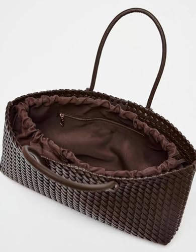 2 Pcs Slouchy Woven Basket Hobo Bags Women PU Leather Crescent Crossbody Purses Underarm Shoulder Bag Tote Handbag 20253