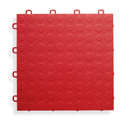 BlockTile B0US4330 Garage Flooring Interlocking Tiles Coin Top Pack, Red, 30-Pack