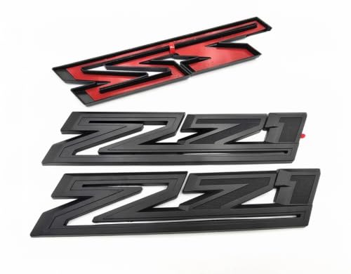 Image of 2X Large Size Z71 RH LH Side Fender Emblem Nameplate Badge Decal Replacement for 2019-2021 Chevy Silverado (Overlay Matte Black)
