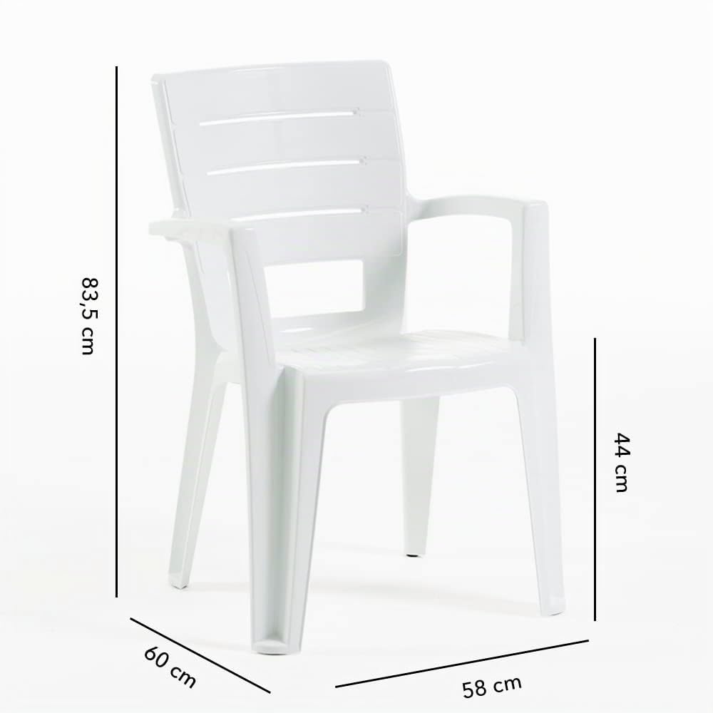 RATTATAN Anita - chaises d'extérieur et de Jardin empilables en résine Effet Bois avec accoudoirs (4, Blanche)