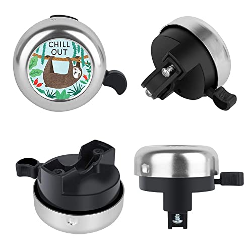Mzelq Bicycle Bell Cute Clear Sound Adjustable Size Aluminum Bike Accessories Bell Ring For Girls Women Kids Adults (Cute Sloth) #TOP3