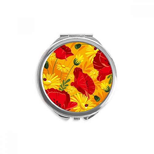 Miroir compact fleurs de pavot effet peinture sur toile élégant
