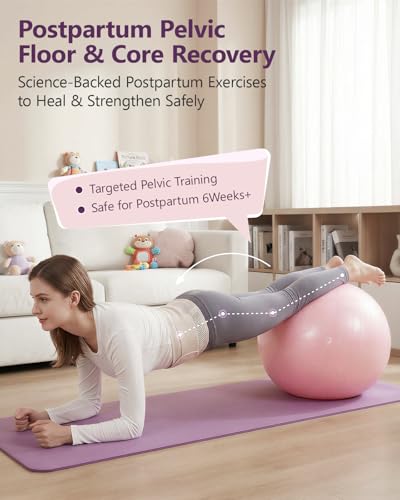 Image of Slim Panda Anti-Burst Exercise Ball - Heavy Duty Stability Ball for Yoga & Fitness - Non-Slip Yoga Ball for Core Training & Posture - Includes Pump