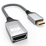 CLAVOOP Mini HDMI to HDMI Adapter, 4K HDMI Female to Mini HDMI Male Cable Adapter Compatible for DSLR Camera, Camcorder, Raspberry Pi Zero/W, Graphics Card, Laptop, HDTV, Projector - Grey