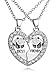 4EAELove Silver Plated White Rhinestone Best Friends Panda Split Heart Pendant Necklace