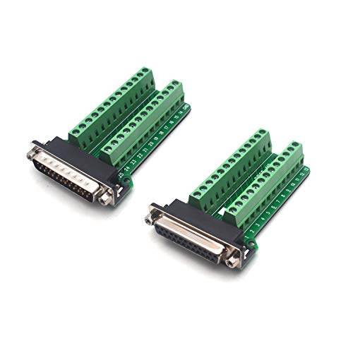 Antrader DB25 D-SUB 25-pin Male/Female Adapter RS232 to Terminal Board Signal Module, 1pcs Male Adapter, 1pcs Female Adapter