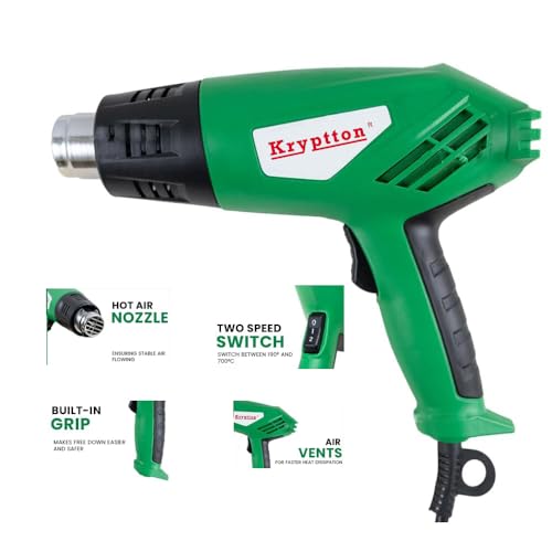Image of 2000W Heat Gun HG2120, Dual Temperature and Air Flow Control with 4 Nozzle Attachments, Hot Air Gun Heating helps in Shrink Wrapping, Paint Removal, Wire Shrinking, Crafting