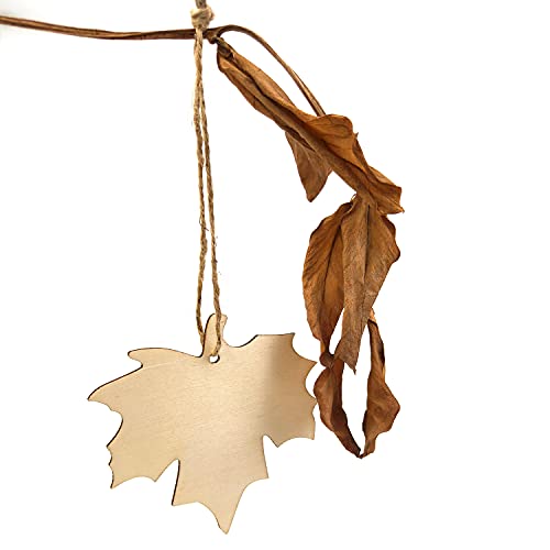 20 Pack Wooden Maple Leaf Cutouts Unfinished Wood Maple Leaf Ornaments Fall Leaf Diy Craft Gift Tags With Ropes For Fall Harvest Thanksgiving Christmas Home Party Decoration #TOP2