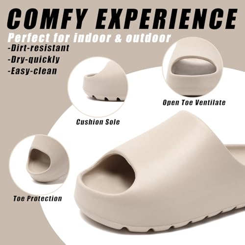 Image of Cloud Slides for Women,EVA Soft House Slippers Unisex,Open Toe Thick Sole Shower Shoes,Mens Slides Indoor & Outdoor