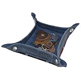 Hide & Drink, Waxed Canvas Catchall Jewelry Change Keys Wallet Coin Box Tray for Coffee Table, Desk, Dresser Storage Valet Handmade (Blue Mar)