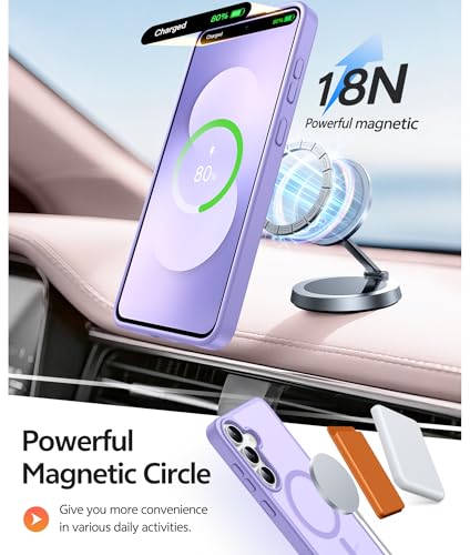 Image of FNTCASE for Samsung Galaxy S25 FE Case: Magnetic Translucent Matte Military Grade Drop Proof Protection Cell Phone Cover - Slim Rugged Durable Shockproof Protective S25Fe Cases (Light Purple-6.7 inch)